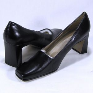 Liz Claiborne Blk Leather Stockard II Heels Sz 10M